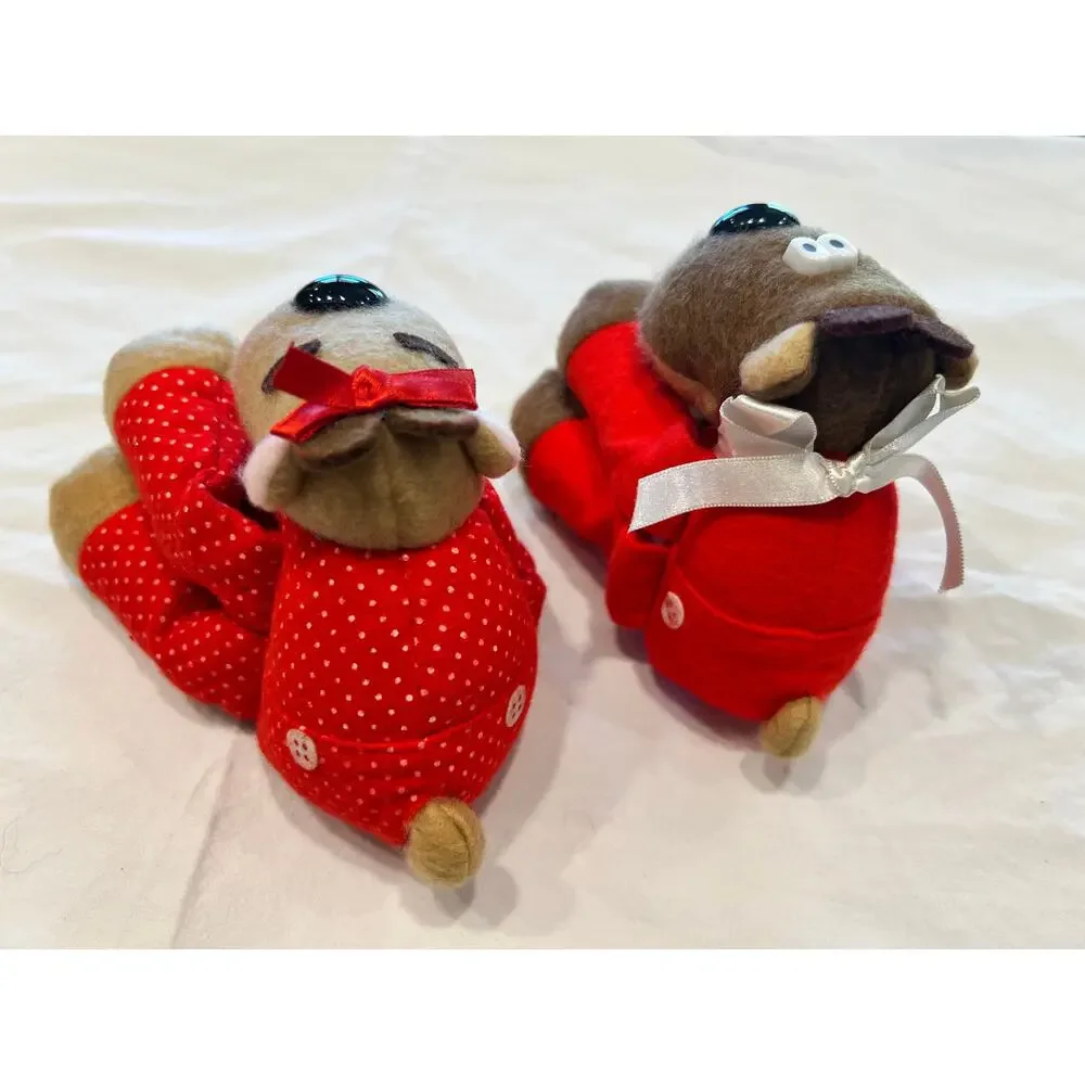 Vintage 1986 Hallmark Randy & Ramona Reindeer Plush Pair Christmas